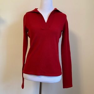 Neiman Marcus Cashmere Red Sweater V-Neck Sz XS